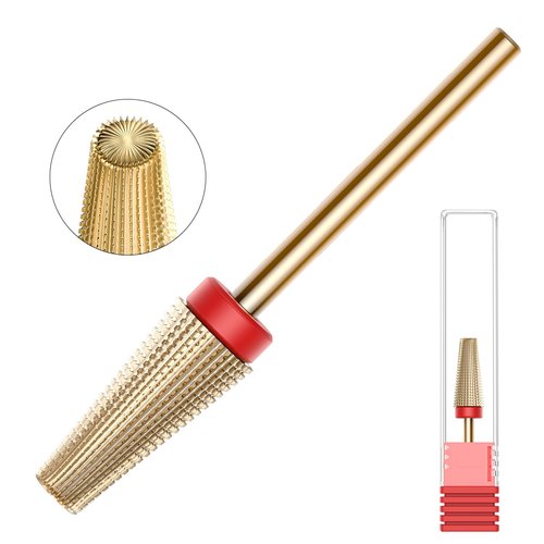 5-in-1 Nail Drill Bit, Professional Tungsten Carbide E File Bit, Two-Way Rotation for Left/Right Hand Use, Fine Grit for Cuticle Removal, Shaping, Pedicure (3/32" Shank)
