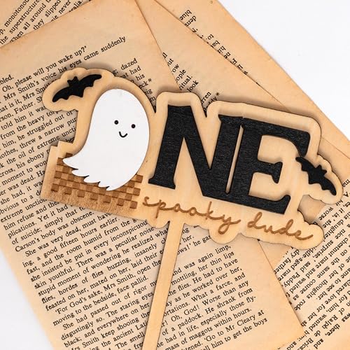Black Spooky Ghost Cake Topper for First Birthday Halloween Decorations - Handcrafted Wood