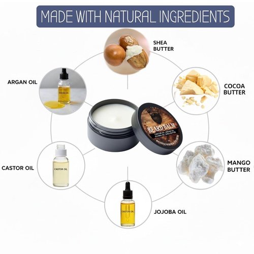 Beard Balm for Men, Cologne and Sandalwood Scent, natural growth Moustache Wax with Argan, Jojoba, Castor Oil, 50g