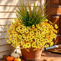 Artificial Fall Flowers Bundle - UV Resistant Outdoor Decor - Yellow