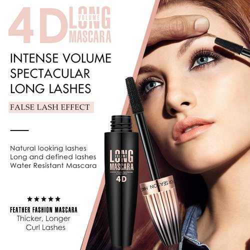 Skiennix 4D Silk Fiber Lash Mascara - Waterproof Black Volume & Length | Smudge-Proof, No Clumping, 2 Pack