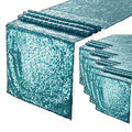 Teal Sequin Table Runner 12x108 Inch 5-Piece Set - Party & Wedding Decor