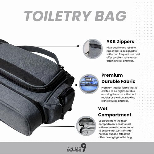 ANIMO 9 Travel Gear Hanging Toiletry Bag for Men – Rugged & Stylish Dopp Kit for the Modern Man