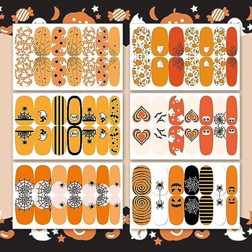 Halloween Nail Wraps Stickers Set - Spider Web & Spooky Designs, Modern Style