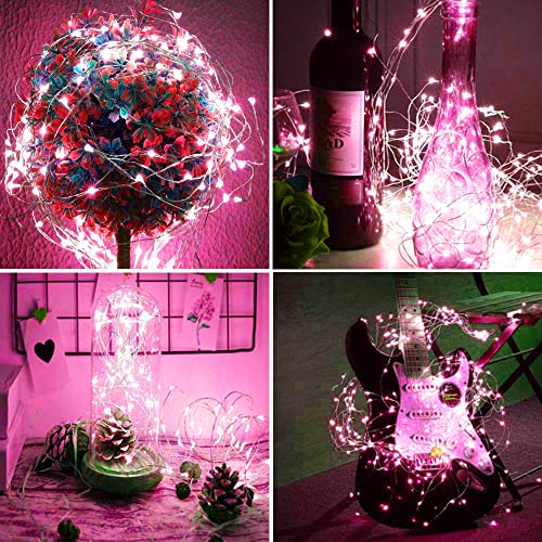 Fairy String Lights 20 Pack 6.6FT Pink LED Battery Operated Copper Wire for DIY Party Wedding Xmas