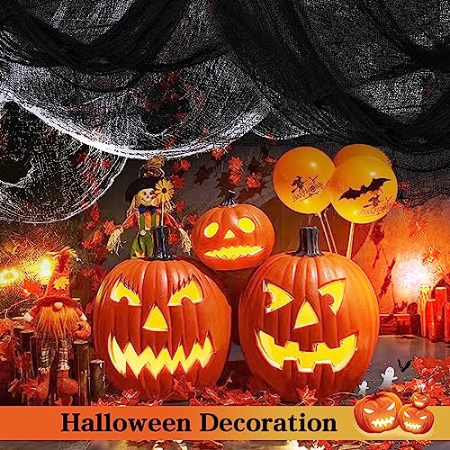 Creepy Cloth Halloween Decoration Set - 6 Pieces 30x72in Black & White Gauze