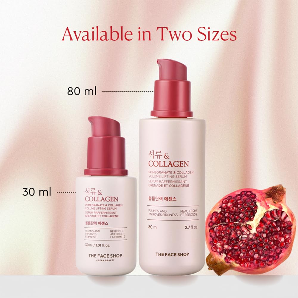 The Face Shop Pomegranate & Collagen Serum - Firming & Hydrating Anti-Aging Formula - Lightweight Korean Skincare