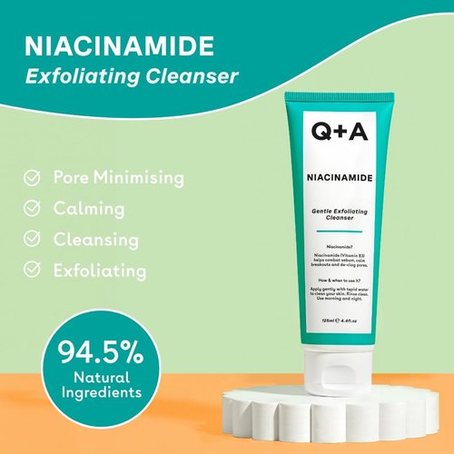 Q+A Niacinamide Gentle Exfoliating Cleanser - 125ml | Refreshing & Brightening Formula