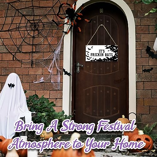It's Frickin Bats Halloween Wooden Door Sign - Front Door Wall Decor, 5x10 Inches - Halloween Party & Nursery Decor