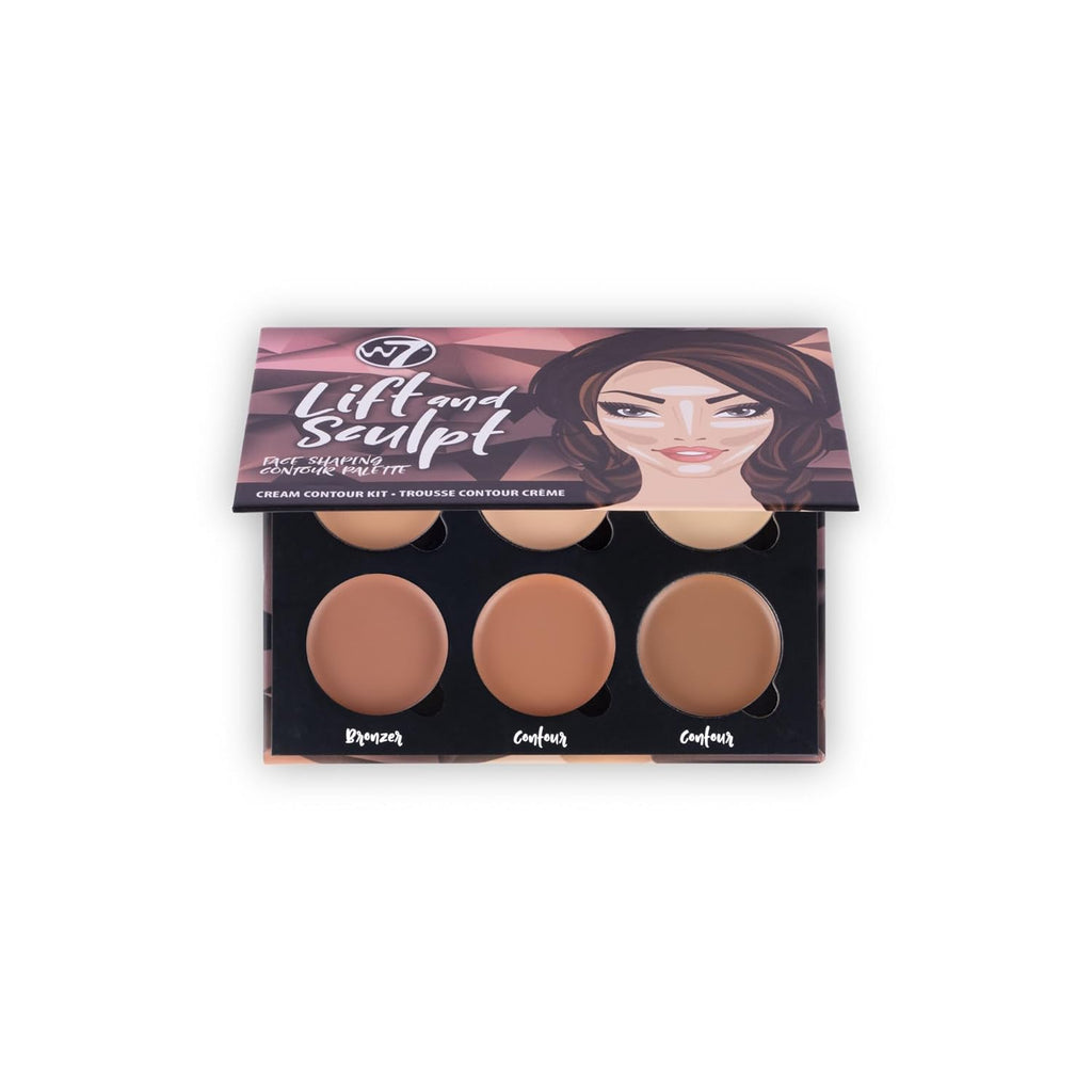 W7 Lift & Sculpt Cream Contour Kit - Highlighting & Contouring Makeup Palette with Instructions