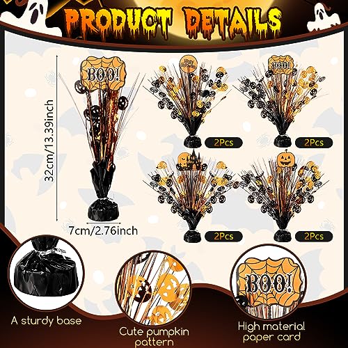 8 Pcs Halloween Foil Spray Centerpieces with Pumpkin & Castles - Orange Black