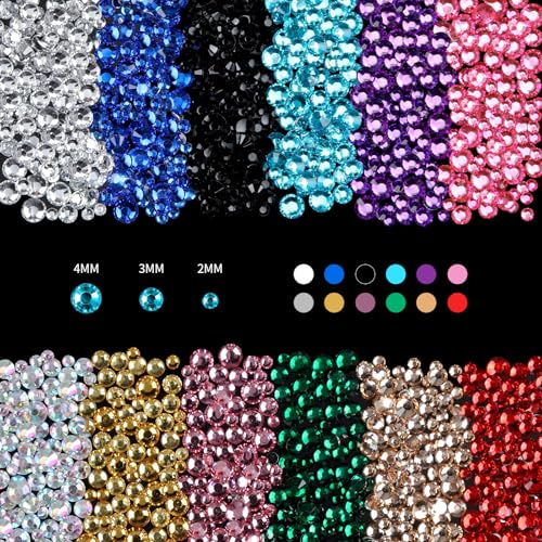Face Rhinestones Kit for Makeup & Nail Art with Glue, 12 Colors & Accessories
