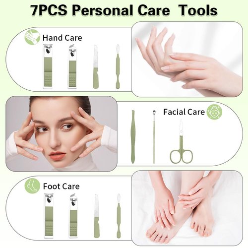 Manicure and Pedicure Kit, Manicure Kit, Nail Clipper Set, Manicure Set, Nail Clippers for Men Women,Travel Nail Clippers Kit, Personal Care Set, Grooming Kit Gifts for Women Friendsgiving(Sage Green)