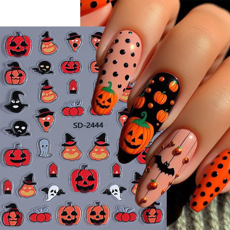 Halloween Nail Stickers Set - 6 Sheets Self-Adhesive Nail Art Decals - Halloween Sd24a