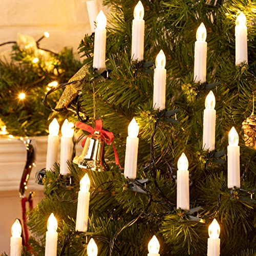 48ft Connectable Flameless Christmas Candle Lights - Warm White, Steady On, 50 LED