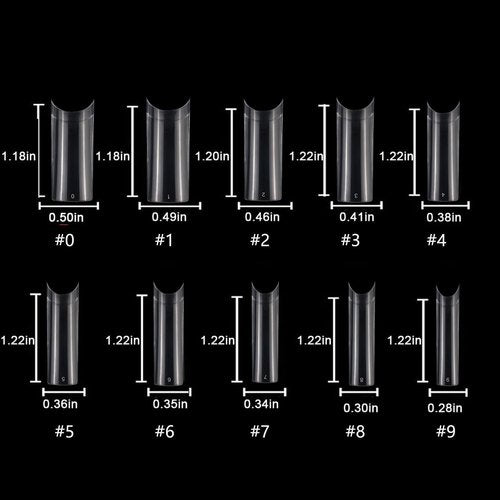 HWHUNO Long Straight Half Cover Tapered XL Square Nail Tips No C Curve,Clear ABS False Nails Medium for Manicure Salon Professional and Home DIY
