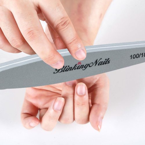Nail Buffer, File Nail Buffer Block,Sponge Nail Files and Buffers for Nail Art Care Double Sides Oval Shaped Design 100/180 Grit Professional Manicure Nail Tools Color Grey Pack of 10pcs