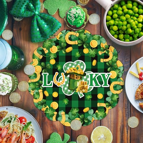 Disposable Paper Shamrock Placemats for St. Patrick's Day - 50 Pack, Green, Variation A