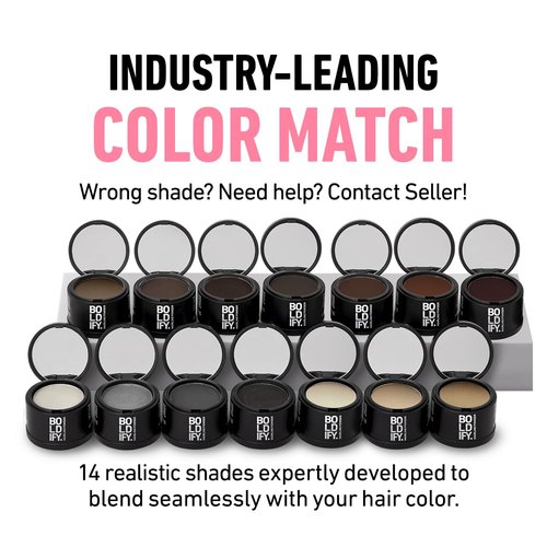 BOLDIFY Hairline Powder - Water-Resistant Root Touch-Up for Gray Coverage | 24-Hour Stain-Proof, Mess-Free - Dark Brown