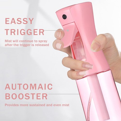 3 Pack Spray Bottles, 2-Pack Continuous Spray Bottles,Fine Water Mist Spray Bottles for Hair 6.8 OZ (200 ML) and 1oz 30ml Travel Spray Bottle Mister for Cleaning,Hairstyling,Plants,Barbers,Pink