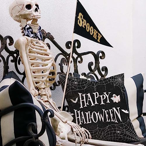 Halloween Pillow Covers Set of 4 18x18 Inch Pumpkin Truck Black Variation
