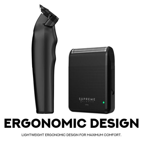 Supreme Trimmer 2-in-One Vader Lite + Solo Lite Foil Shaver Kit | Barber, at Home or Travel Hair Cutting Kit | Black