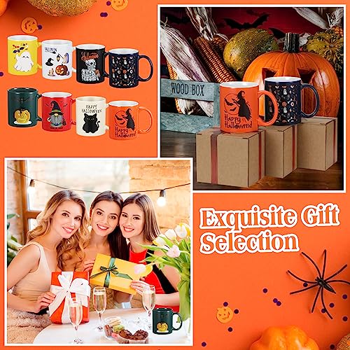 Halloween Bright Ceramic Coffee Mug Set - 8 Pcs 12oz Halloween Themed Mugs