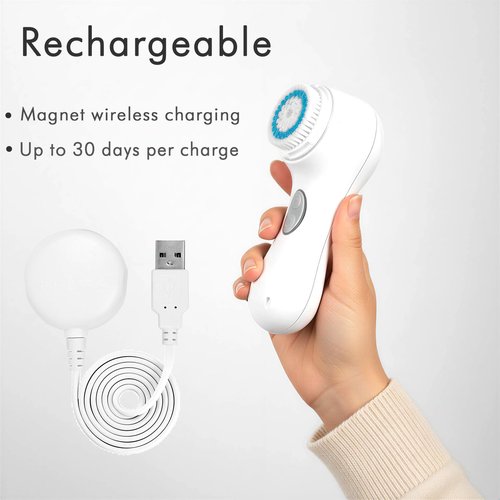 Microtree Electric Facial Cleansing Brush, Ultrasonic Vibrating Face Brush, 2 Speeds for Gentle Clean, Rechargeable Face Scrubber Exfoliator Waterproof Sonic Face Brushes for Cleansing