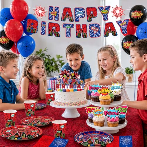 103pcs Spider Web Party Supplies Set Halloween Decorations for Birthday Celebration