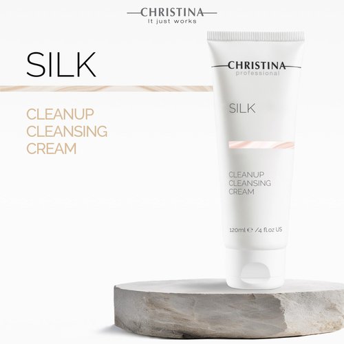 Christina Silk CleanUp Cleansing Cream for Face | Oil-Free Gel Texture, Relieves Irritation, Moisturizing Effect, Suitable For Dry & Sensitive Skin | 24-Hour Care, Ideal for Face Makeup Removal 120ml