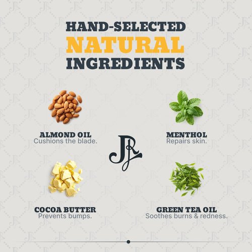 Jeremy’s Razors Shaving Cream for Men - All Natural Shave Cream With Green Tea & Menthol - Rich Lather For Face, Body, Head, Travel, Sensitive Skin & Razor Burn - Men's Grooming (Made in USA, 6 Fl Oz)