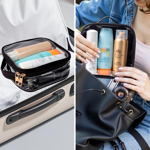 FFpaw Small Clear Makeup Bag, Nylon Mini Cosmetic Bag Small Makeup Bag for Purse TSA Approved Travel Toiletry Bags with Zipper Cute Organizer Car Organizer Bag for Women Girls
