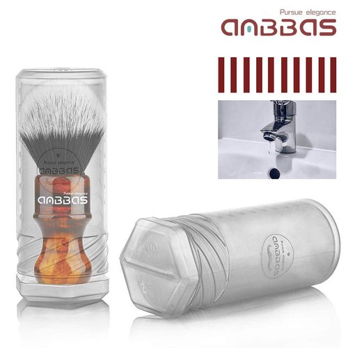 Anbbas Synthetic Badger Shaving Brush with Resin Handle,Nylon Bristles Hair Lathering Foam Brush for Men Travel Professional Wet Shaving(Amber,24 mm Knot)