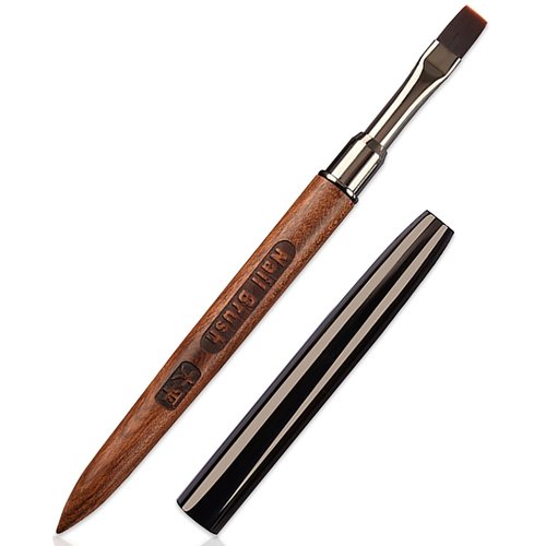 DANNEASY 1pc Acrylic Nail Brush Sandalwood Nail Art Brushes Nail Painting Brush Nail Clean Up Brush Nail Design Brushes Nail Art Tools - Flat Head