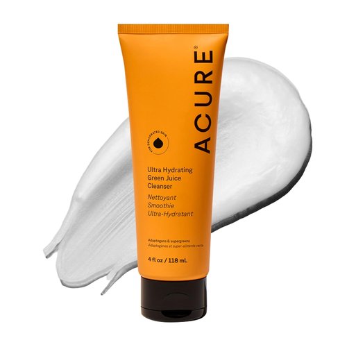 Acure Ultra Hydrating Green Juice Face Cleanser - Superfood Formula with Spinach | 4 fl oz Pore Scrub & Blackhead Remover