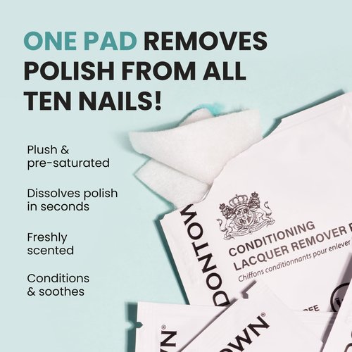 LONDONTOWN Nail Polish Remover Set - Acetone-Free Formula with Gentle Pads | 8 Fl Oz, Conditions Nails & Cuticles