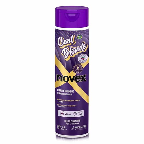 Novex Cool Blonde Purple Toning Shampoo - Neutralizes & Tones with Acai Extract | 10.1oz/300ml for Blonde & Silver Hair