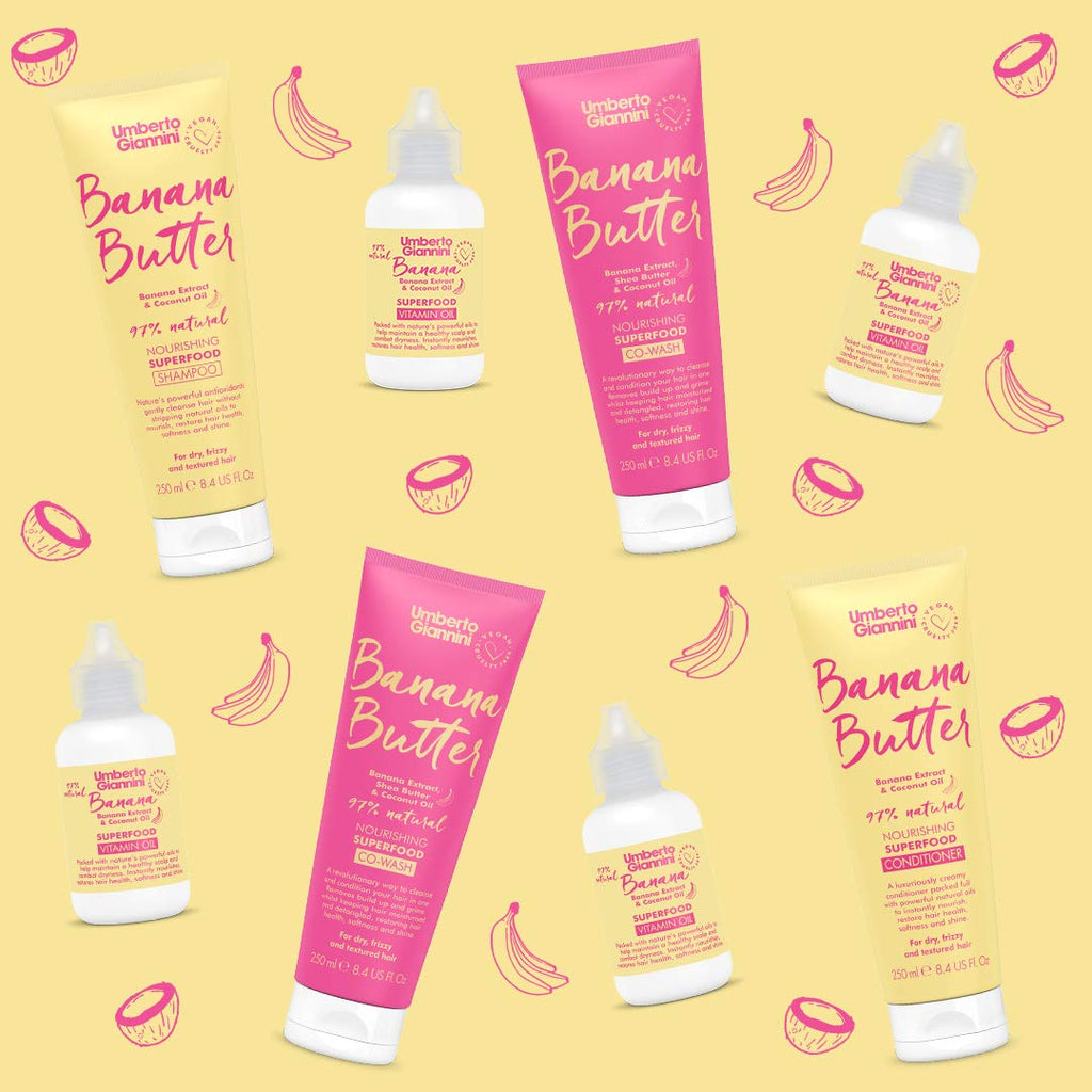 Umberto Giannini Banana Butter Shampoo - Nourishing Vegan Formula for Dry, Textured, Frizzy Hair