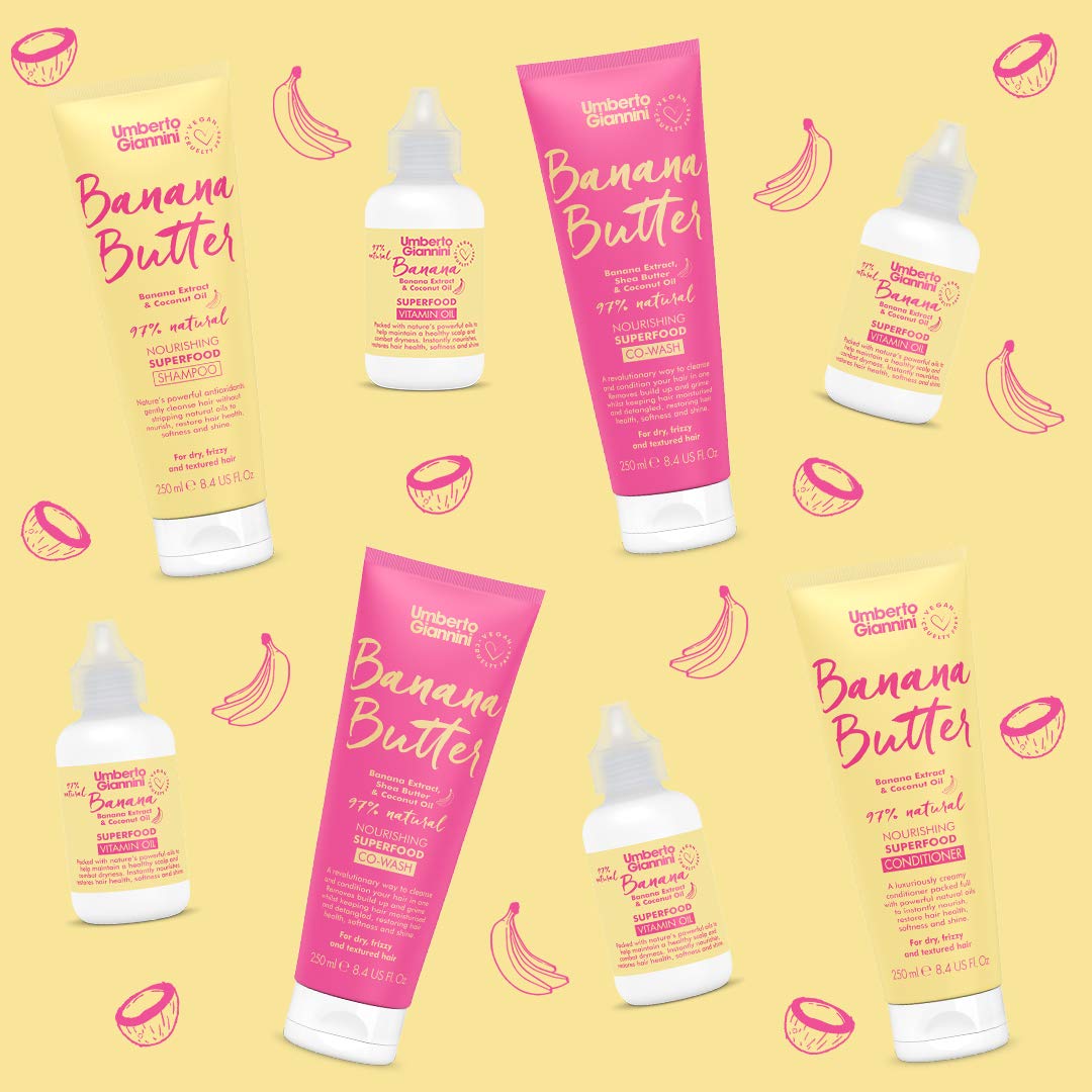 Umberto Giannini Banana Butter Shampoo - Nourishing Vegan Formula for Dry, Textured, Frizzy Hair