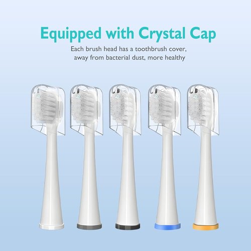 Replacement Brush Heads for Waterpick Sonic Fusion 2.0 Flossing Toothbrush with Cover, Compact, 5 Count White, Soft Bristles, Compact Size