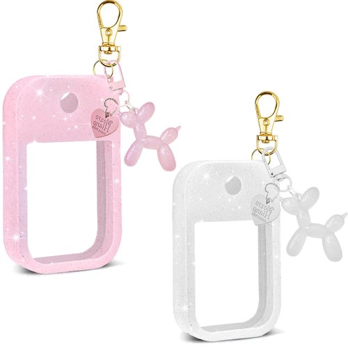 LEISENOR Silicone Case Compatible with Touchland Hand Sanitizer Spray, Protective Case for Power Mist and Glow Mist 1 fl oz (Glitter pink+white)
