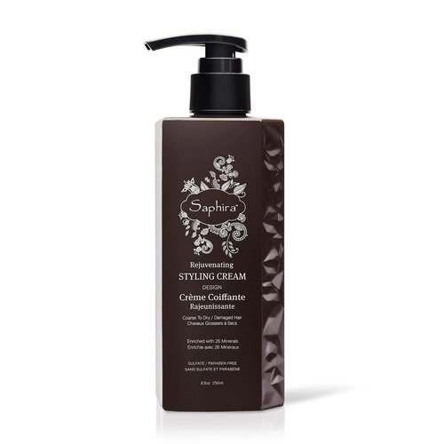 Saphira Rejuvenating Styling Cream, Frizz Control Hair Smoothing Cream and Styling Formula with 26 Dead Sea Minerals, Finishing Cream for Medium to Firm Hold, Sulfate-Free, Paraben-Free, 8.5 Ounce