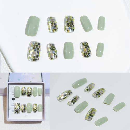 Light Rain Small Size Hand-made Press on Nails, 3D Gel UV Finished False nails with Design by Professional Manicurist