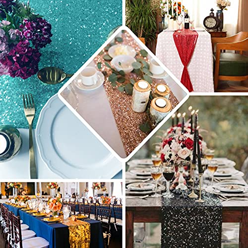 Black Sequin Table Runner for Party - 12 x 72 Inch, 1 Pack