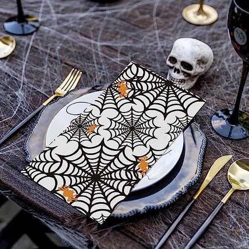 Halloween Scary Cobweb Paper Napkins - 100 Pack, Disposable Party Supplies