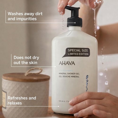 AHAVA Dead Sea Water Shower Gel - Revitalizing Mineral Formula for Refreshing Cleanse