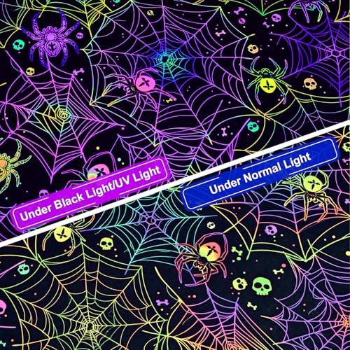 Halloween UV Reactive Black Web Tablecloth - Waterproof 84x60 Inch Oval