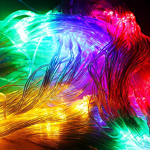 Outdoor Mesh Christmas Net Lights 100LED Connectable String Light with 8 Modes - 5ft x 5ft, Colorflu