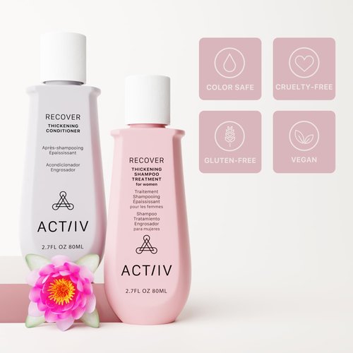 ACTIIV Recover Travel Duo For Women - Plant-Based Hair Care for Fuller, Healthier-Looking Hair | Color-Safe & Vegan