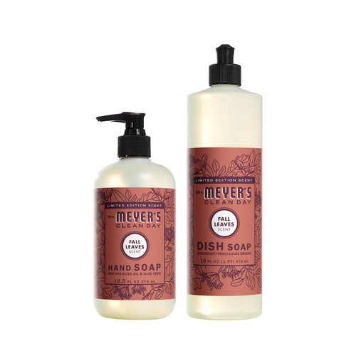 Mrs. MEYER'S CLEAN DAY Variety, 1 Liquid Hand Soap, 12.5 OZ, 1 Liquid Dish Soap, 16 OZ, 1 CT (Fall Leaves)
